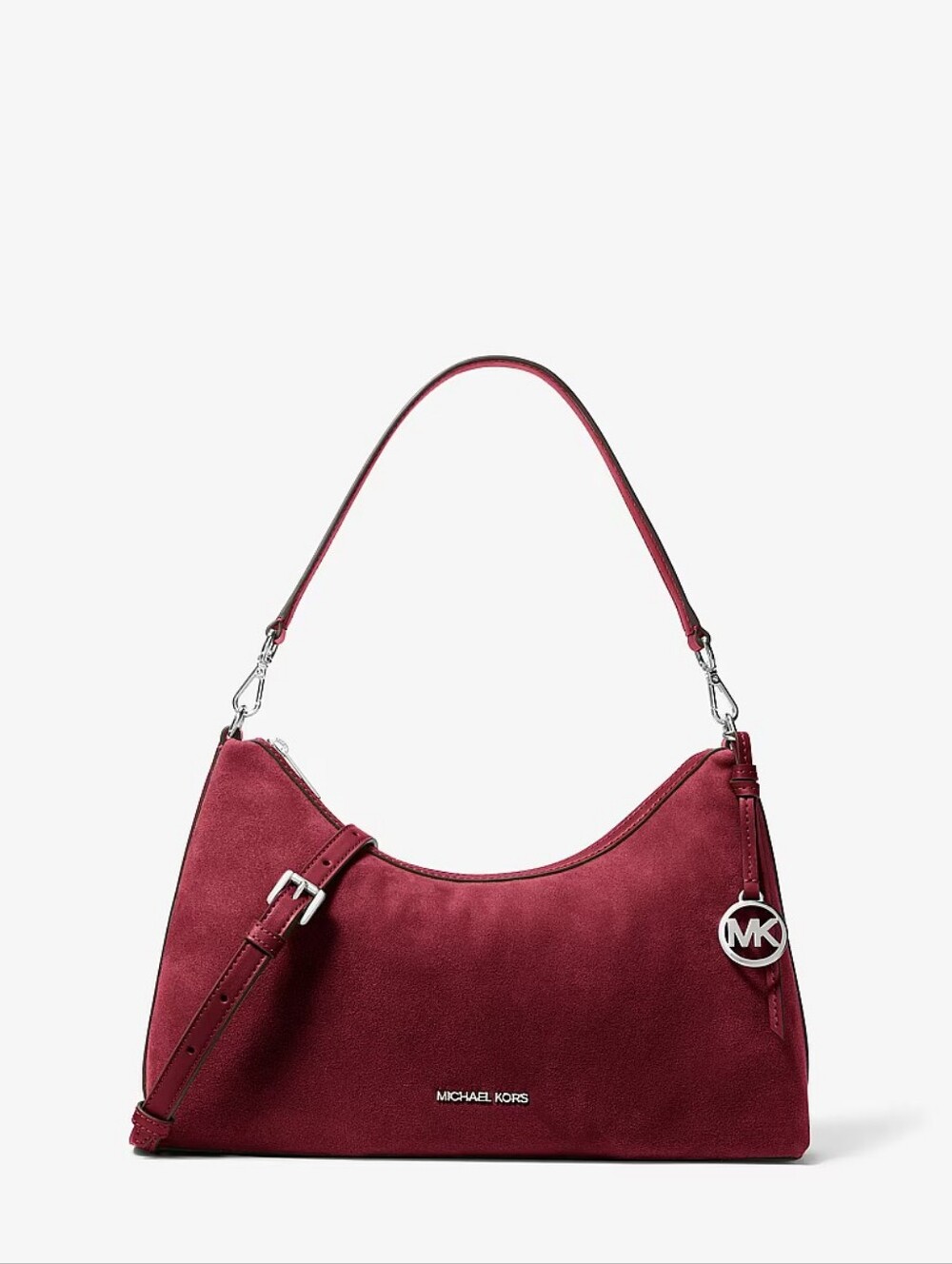 Michael Kors Sammy Medium Suede Convertible Shoulder Bag-Maroon NWT